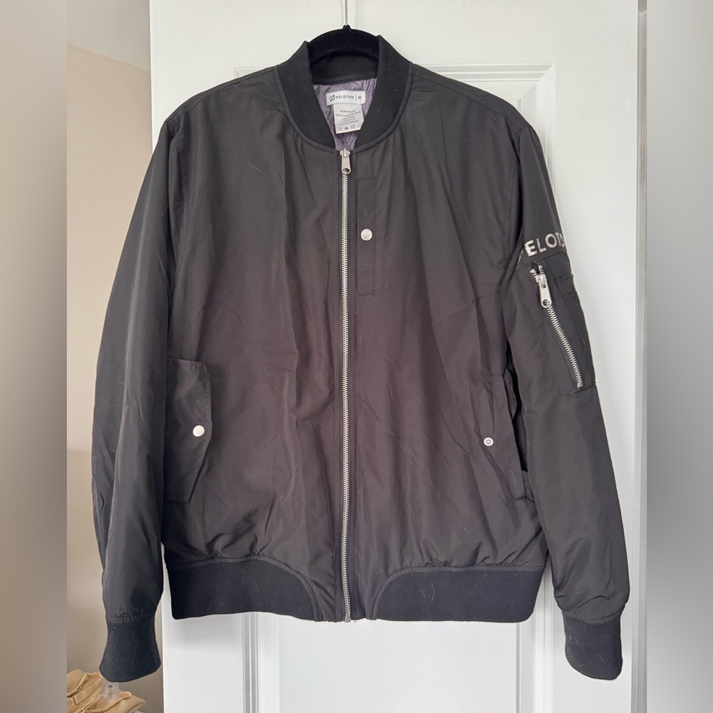 Peloton Nylon lined Black Bomber-style Jacket Size Medium